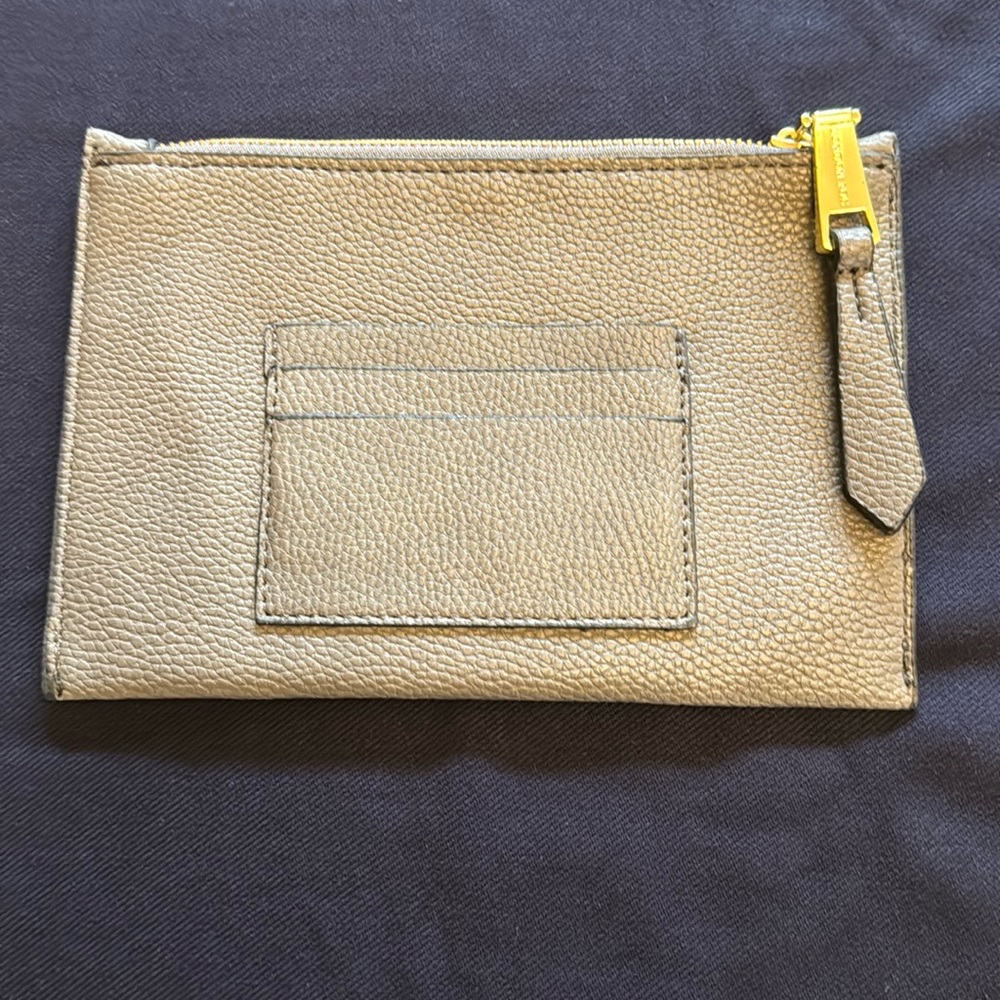 5/$20 London Fog dark gray pebbled zipper pouch outer card slots, NWOT